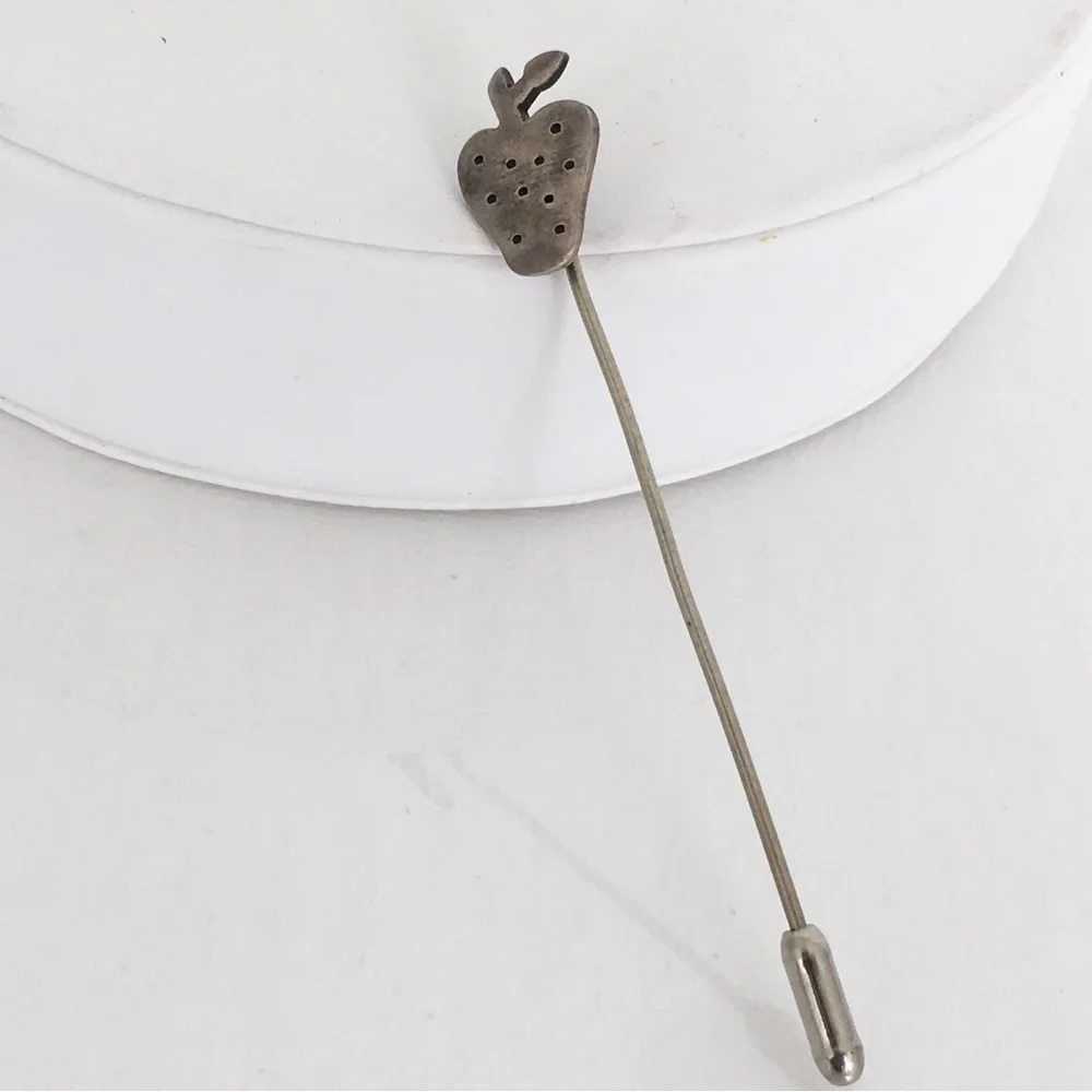 Vintage Sterling Silver Strawberry Stick Pin Hat Pin Old Estate Jewelry Retro